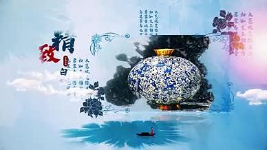唯美中国水墨札染青花瓷文化展示片头视频的预览图